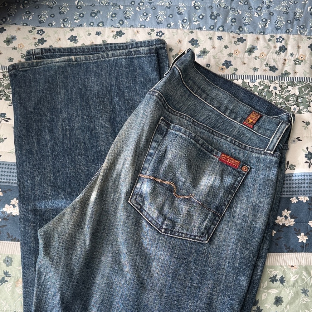 7 For All Mankind Blue Boot Cut Jeans